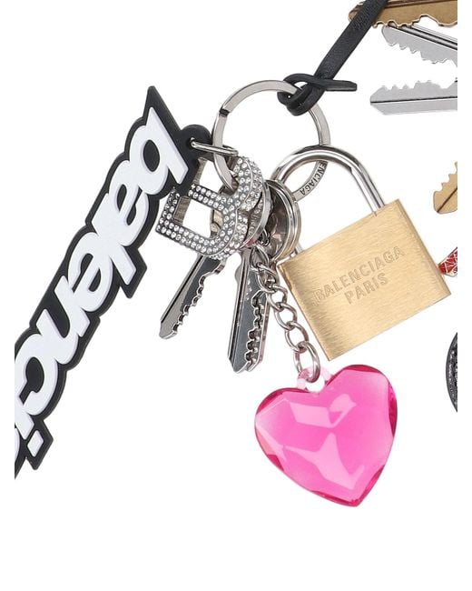 Balenciaga Multicolor Logo Charm Keyring