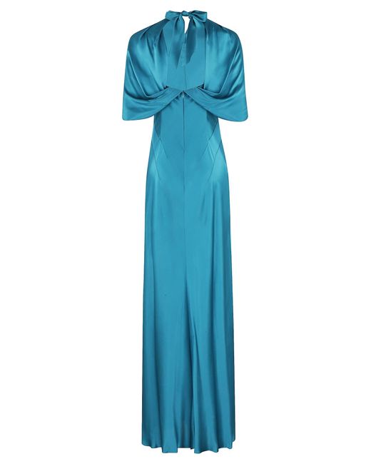 Alberta Ferretti Blue Satin Dress