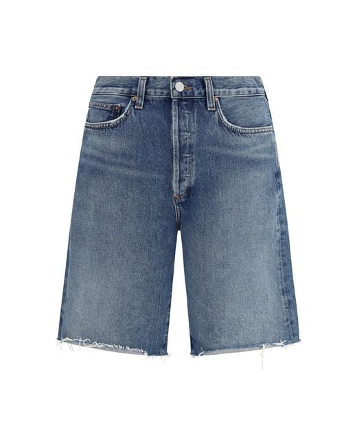 Agolde Blue Anson Denim Shorts Cotton Bermuda for men