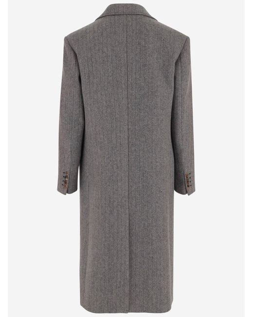 Valentino Gray Single-Breasted Virgin Wool Coat for men