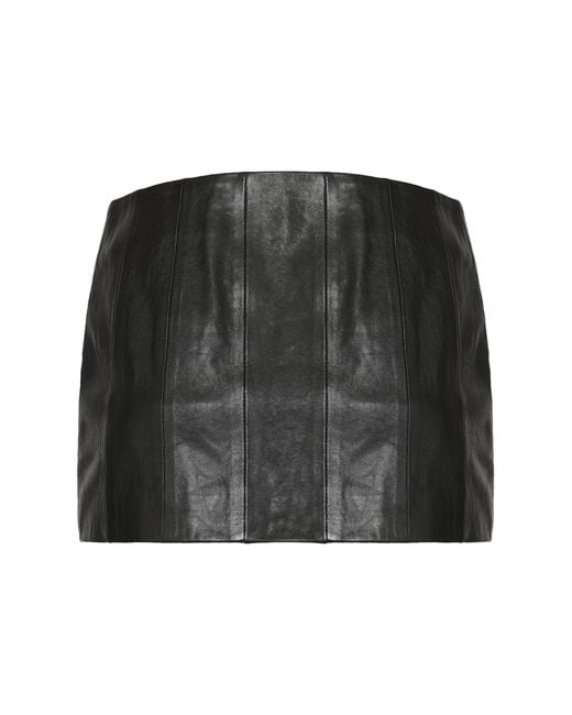 Khaite Black Meelar Leather Mini Skirt Lamb