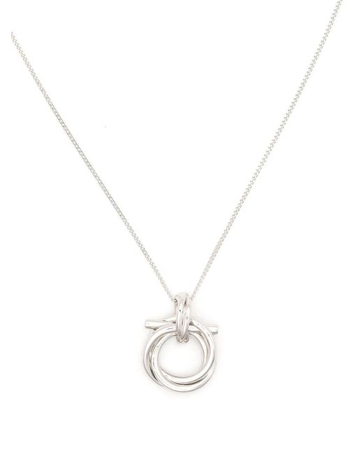 Ferragamo White Gancini Pendant Necklace