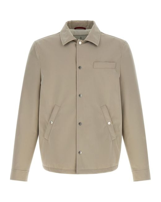 Brunello Cucinelli Natural Polyester Full-Length Jacket Clothing for men