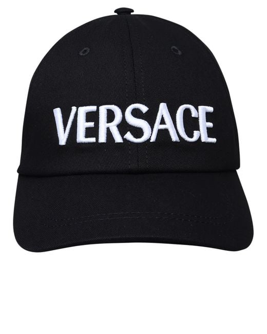 Versace Black Cotton Hat