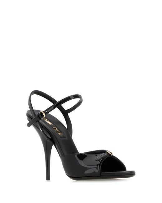 Miu Miu Black Leather Sandals