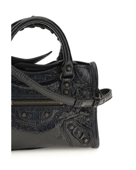 Balenciaga Black Le City Nano Handbag Lamb Ovis Aries Handbags