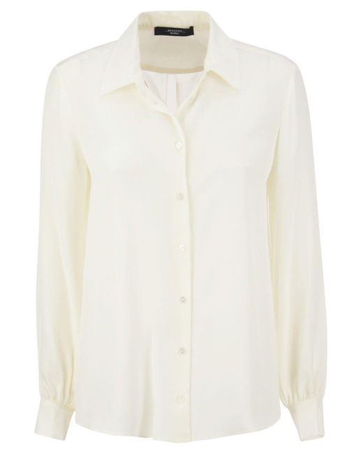 Weekend by Maxmara White Geo Pure Silk Shirt