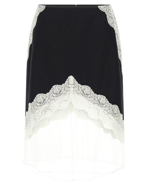 Jil Sander Women's Black Organza Lace Wool Skirt