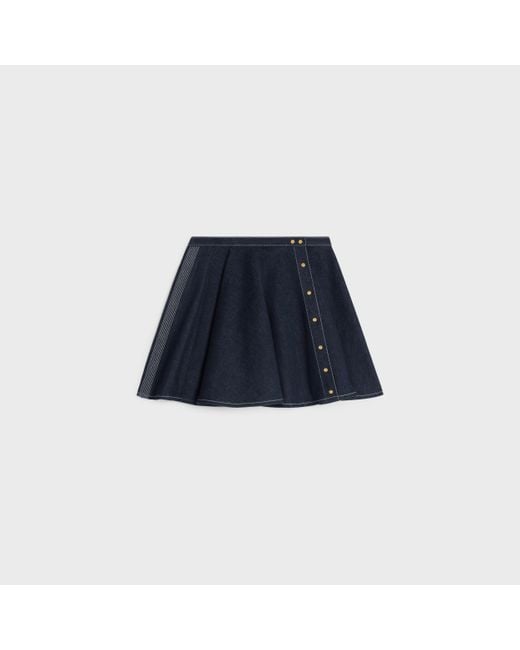 Céline Blue Jupe Peplum En Denim Rinsed Skirt