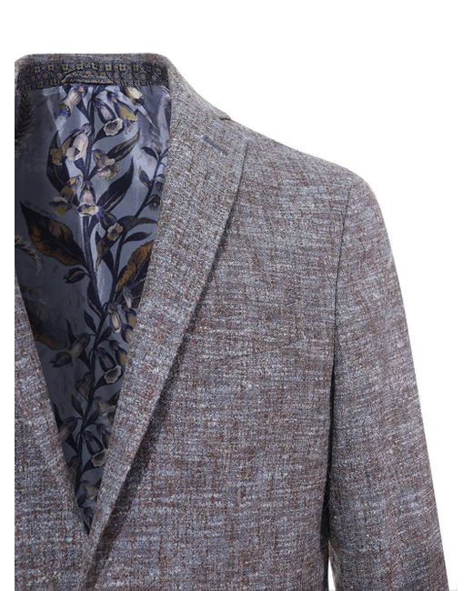 Etro Gray Single-Breasted Jacket for men