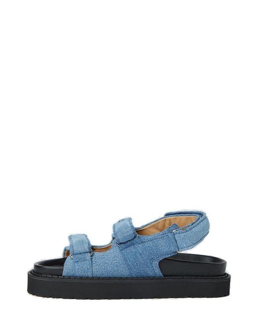 Isabel Marant Blue Touch-Strap Open-Toe Denim Sandals