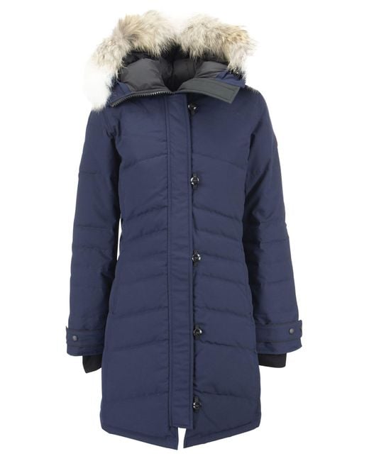 Canada Goose Blue Lorette - Parka With Hood And Fur Coat