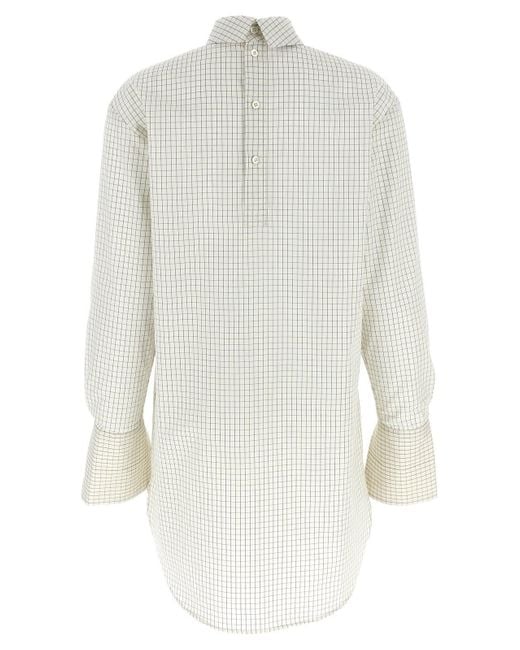 Dries Van Noten White Oversized Check Cotton Shirt