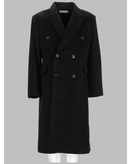 Our Legacy Black Double-Breasted Coat Whale Wool Mohair Trench & Raincoats for men