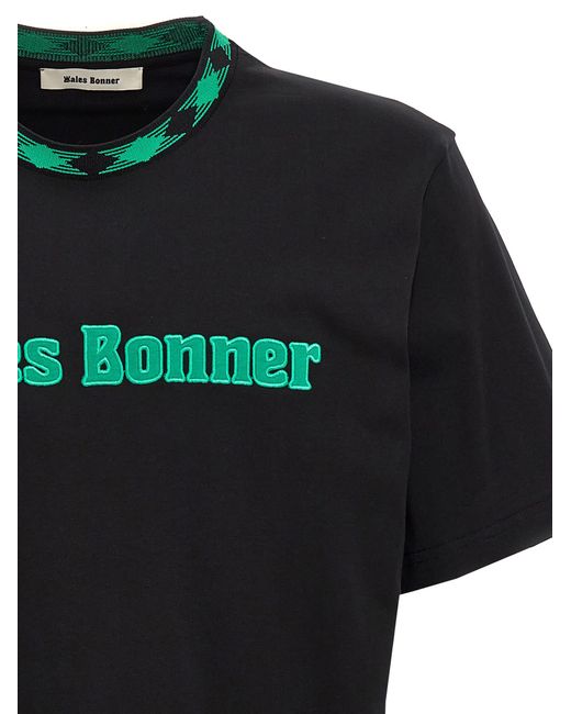 Wales Bonner Black Logo Cotton T-Shirt for men