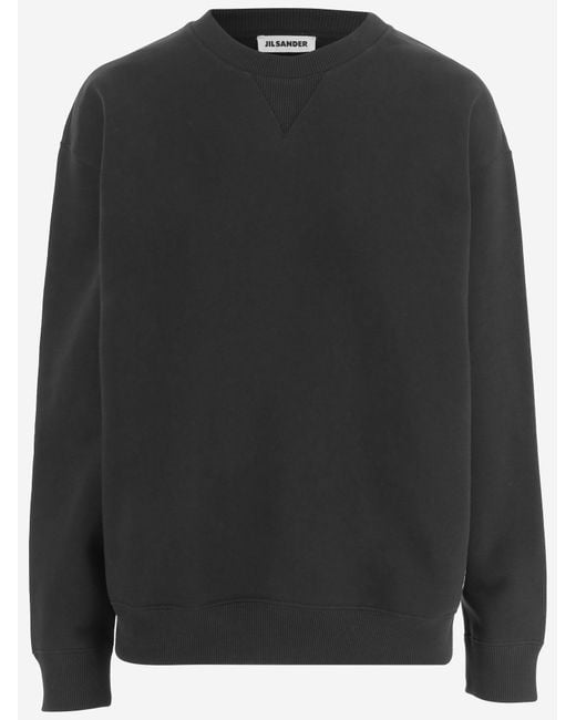 Jil Sander Black Crew-Neck Cotton Sweatshirt Knitwear