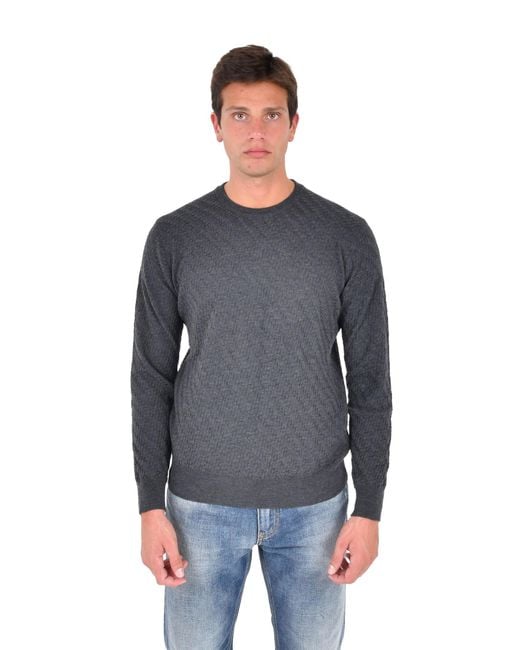 Low Brand Gray Sweater With Jacquard Pattern Wool for men