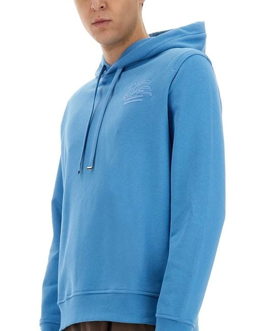 Etro Blue Hoodie Cotton Sweatshirts for men