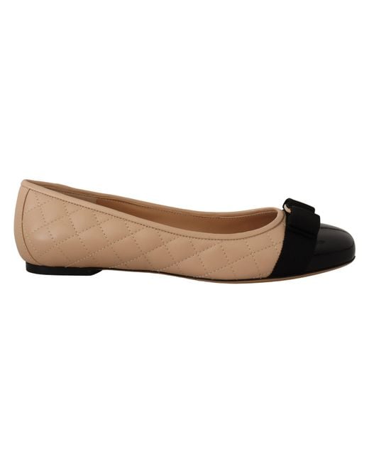 Ferragamo Black Elegant Quilted Leather Flats