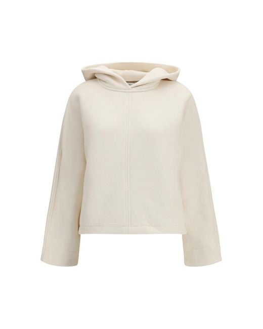Max Mara Pure White Hooded Sweatshirt Cotton; Polyester Sweatshirts