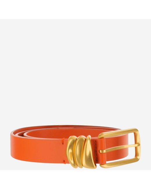 Bottega Veneta Orange Belt Metal Loops Leather