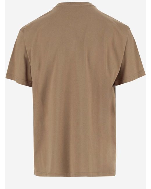 Burberry Brown Cotton T-Shirt With Logo for men