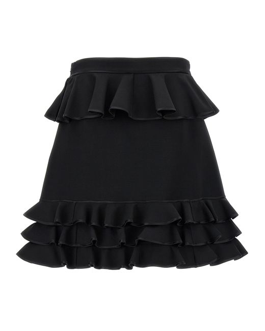 Valentino Garavani Black Crepe Couture Skirt Virgin Wool Silk