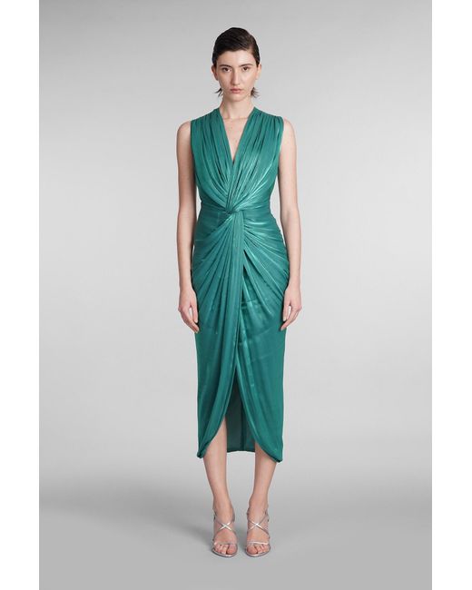 Costarellos Blue Franca Dress In Green Polyester
