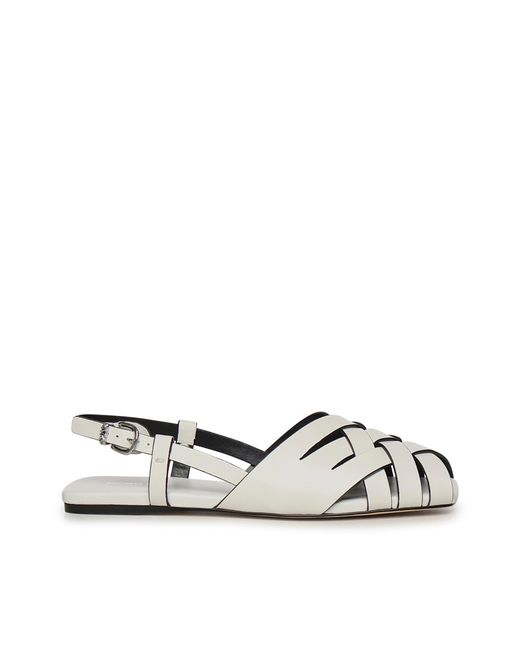 MICHAEL Michael Kors White Leather Sandals Irene Sling Flat
