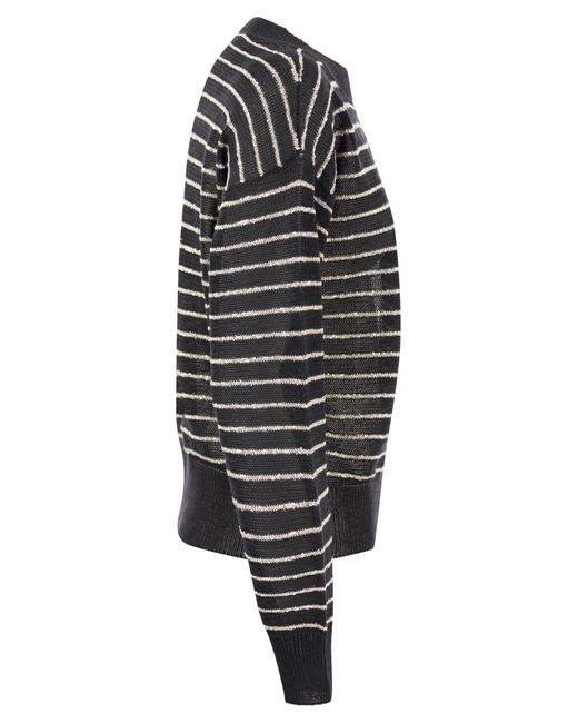 Brunello Cucinelli Black Sequin Striped Sweater