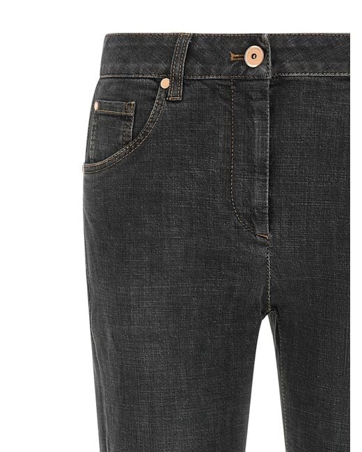 Brunello Cucinelli Gray Cotton Slim Fit Jeans Clothing