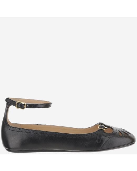 Chloé Black Mixed Leather Ballerina Flats