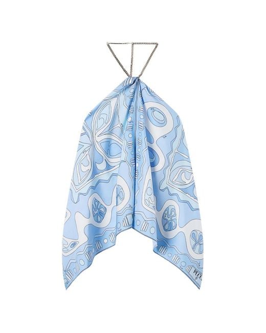 Emilio Pucci Blue Angoli-Print Chain Top