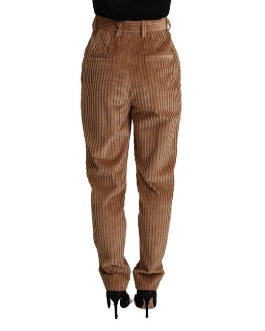 Dolce & Gabbana Black Elegant High-Waisted Tapered Corduroy Pant