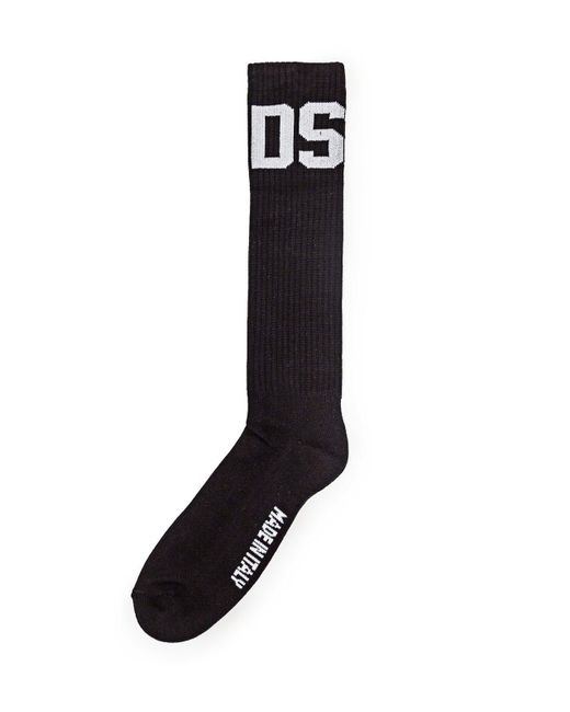 Gcds Black Logo Intarsia Socks