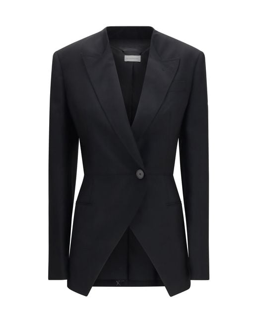 Givenchy Black Cut-Out Double-Breasted Blazer Wool Ovis Aries; Mohair Blazers & Vests