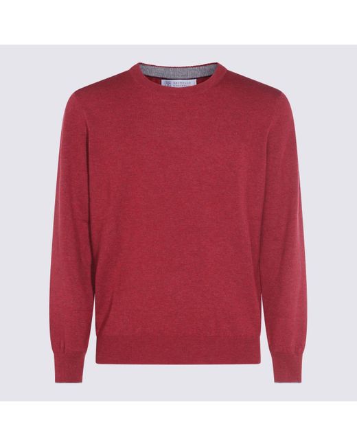 Brunello Cucinelli Red Cashmere Knitwear for men