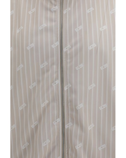 Gcds Gray Pinstriped Track Jacket With All-Over Logo Polyester for men
