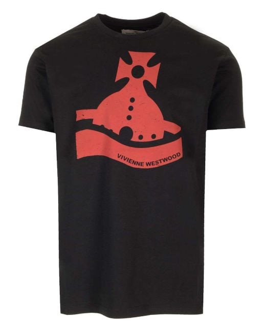 Vivienne Westwood Black Sunken Orb T-Shirt for men