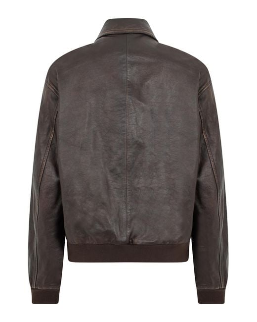 Prada Gray Leather Jacket Lambskin for men
