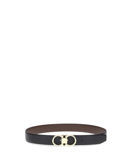 Ferragamo White Leather Reversible Belt Calf Bos Taurus E Braces for men