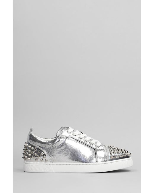 Christian Louboutin White Louise Junior Spikes Sneakers