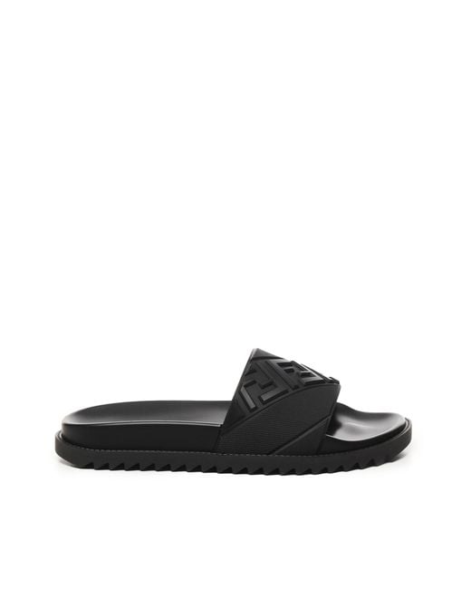 Fendi Black Slide Rubber Footbed for men