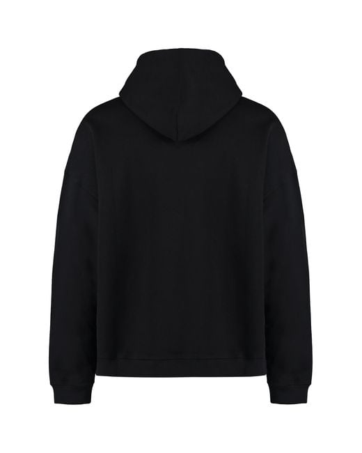 Palm Angels Black Cotton Hoodie With Ribbed Hem Jumpers for men