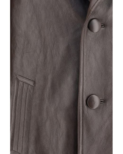Prada Brown Leather Caban Jacket Caffe' Lamb Coat for men
