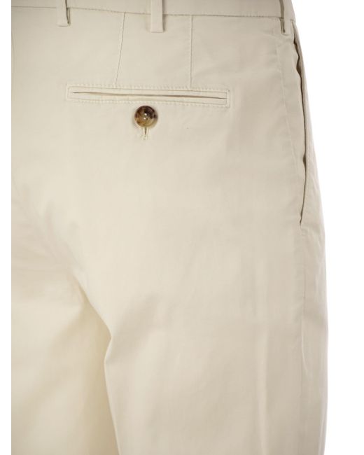 Brunello Cucinelli Natural Italian Fit Cotton Gabardine Trousers for men