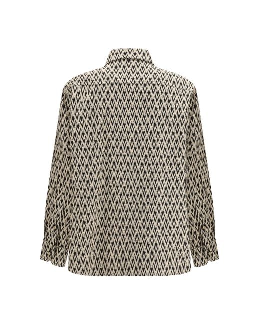 Valentino White Mixed Cotton Jacquard Toute La V Jacket Cotton; Silk; Polyamide Shirt for men