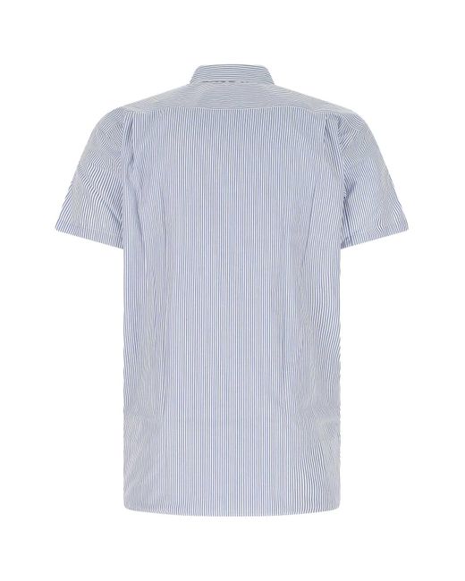 Comme des Garçons Blue Embroidered Cotton Shirt for men