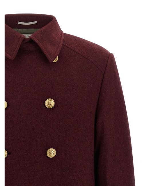 Brunello Cucinelli Red Cashmere Coat Clothing for men