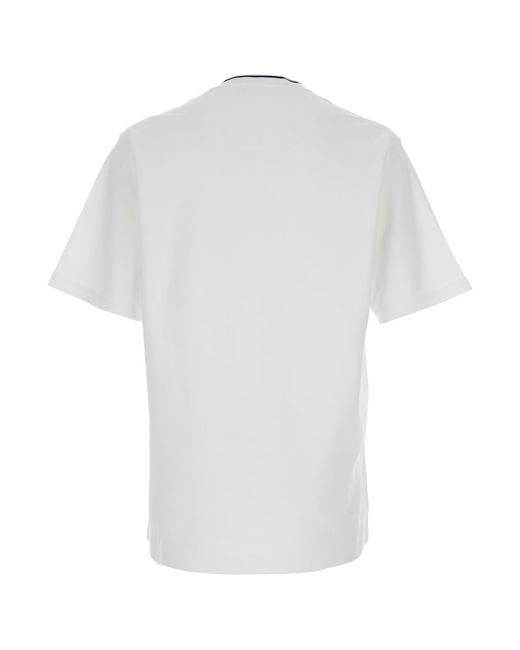 Dolce & Gabbana White Crewneck T-Shirt With Logo Embroidery On The Front for men